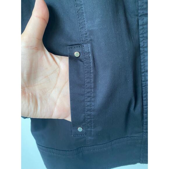 Chico’s Black Utility Jacket Size 0 (S) Stretch Cotton Gold Buttons Classic Chic - Picture 4 of 12